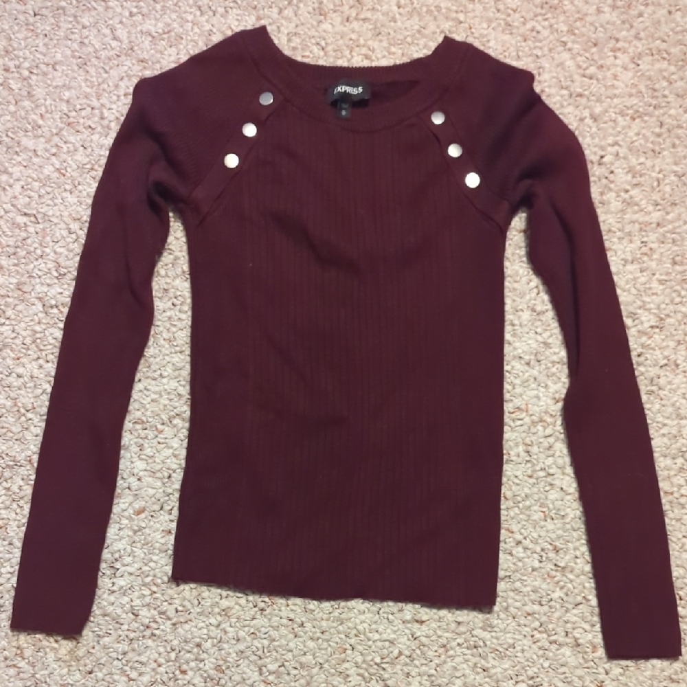 Express Deep Wine Mahogany Burgundy Long Sleeve
